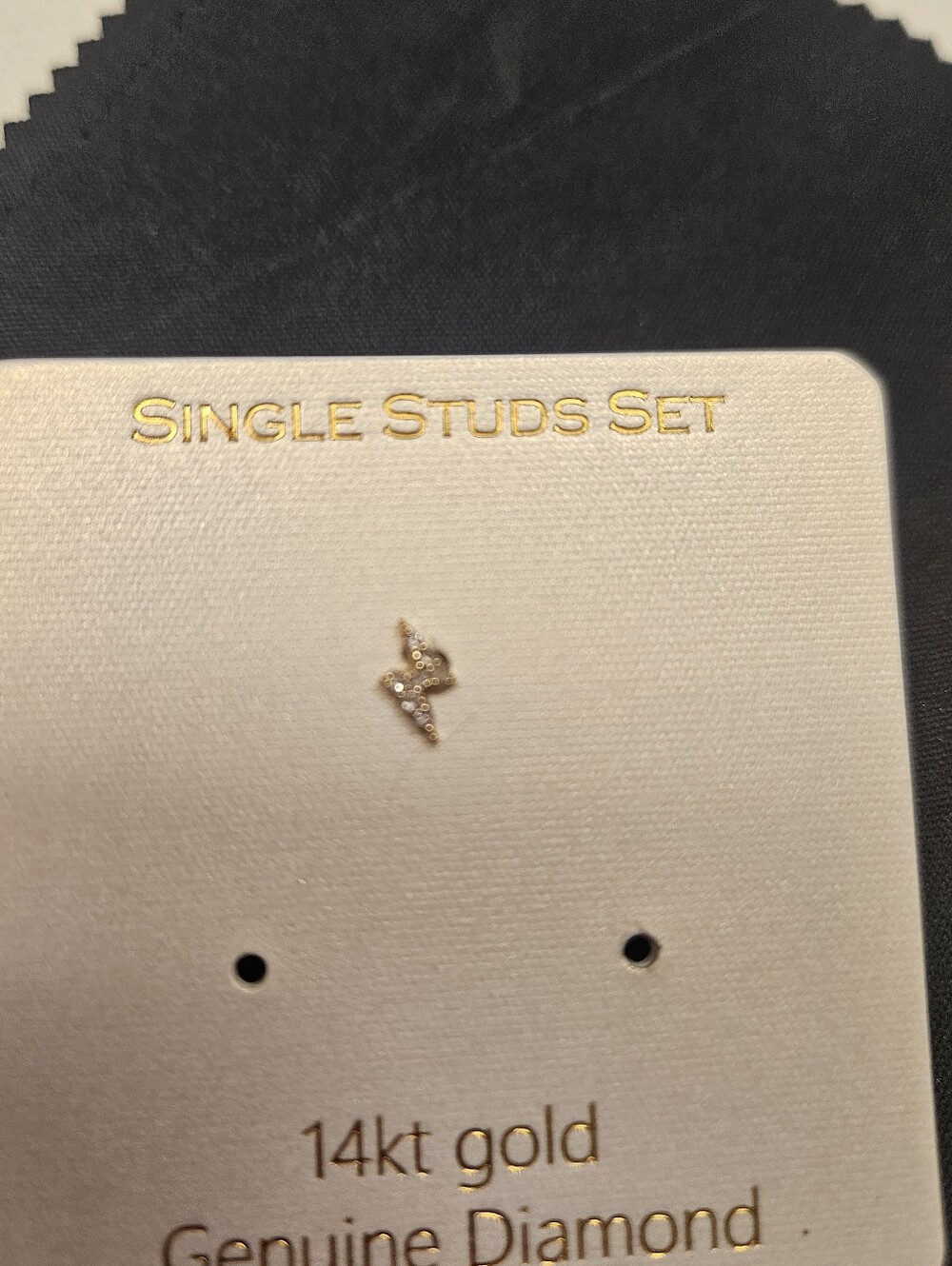 Solid Yellow Gold & Diamond Lightening Bolt Stud Earring (14k, single)